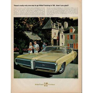 1968 Pontiac Grand Prix Automobile, "Wide Track" Vintage Print Ad (L13)